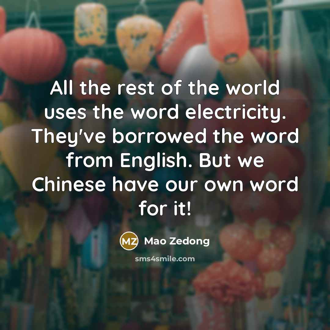 “All the rest of the world uses the word electricity.…” quote by Mao Zedong