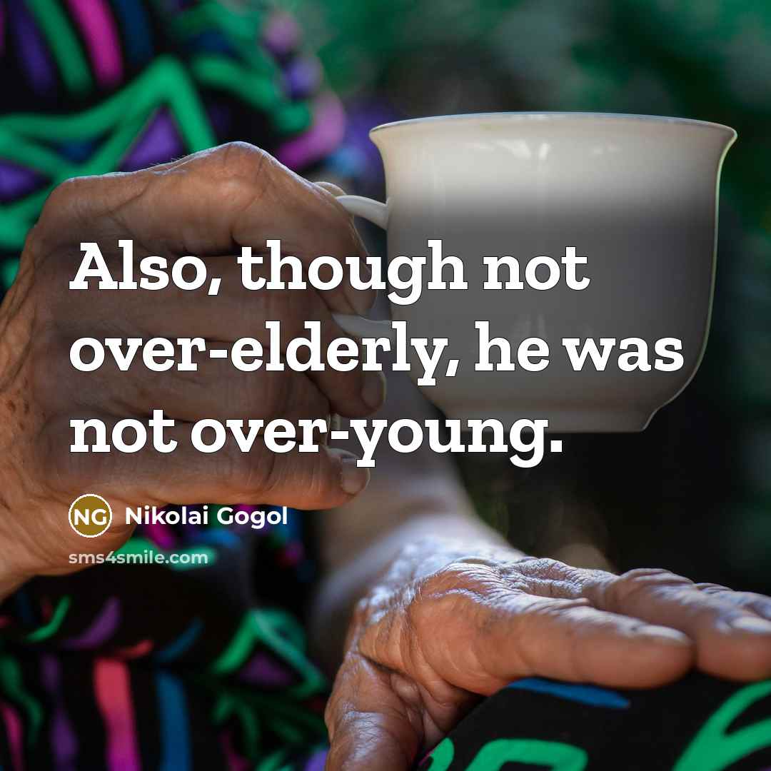 “Also, though not over-elderly, he was not over-young.…” quote by Nikolai Gogol