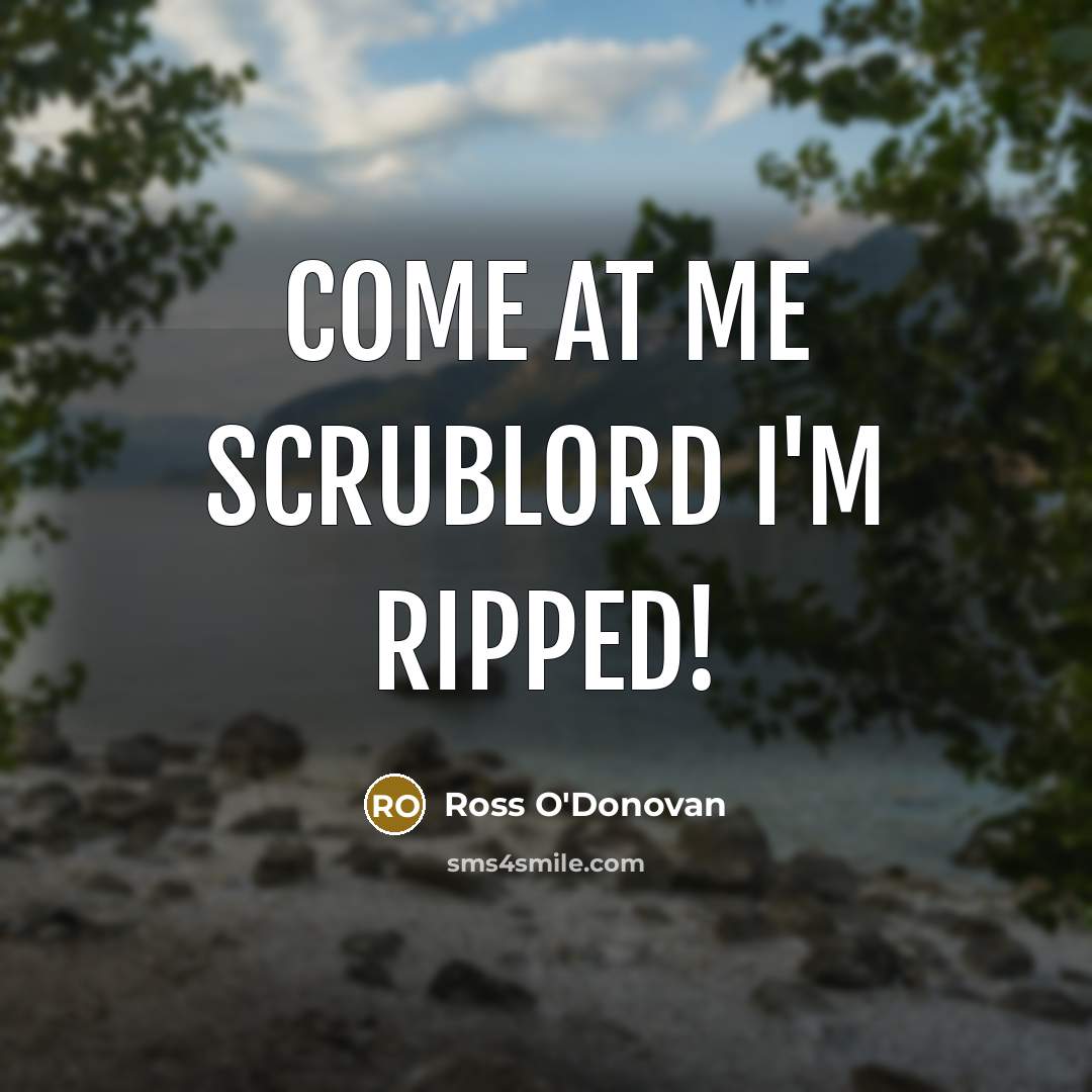 “Come at me scrublord I'm ripped!…” quote by Ross O'Donovan