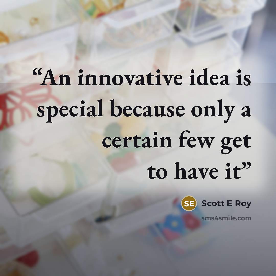 “An innovative idea is special because only a certain few get to have it” quote by Scott E Roy