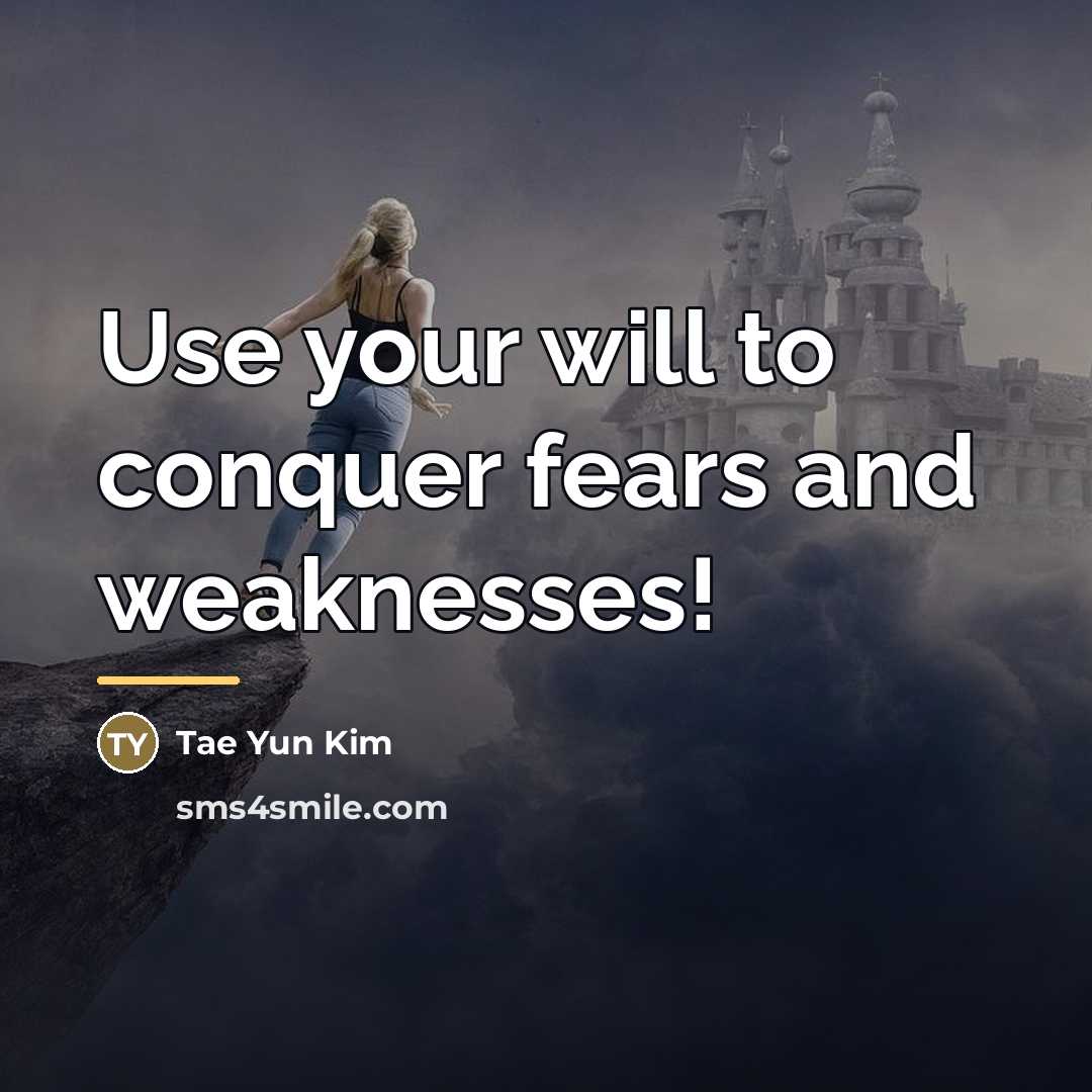 “Use your will to conquer fears and weaknesses!…” quote by Tae Yun Kim