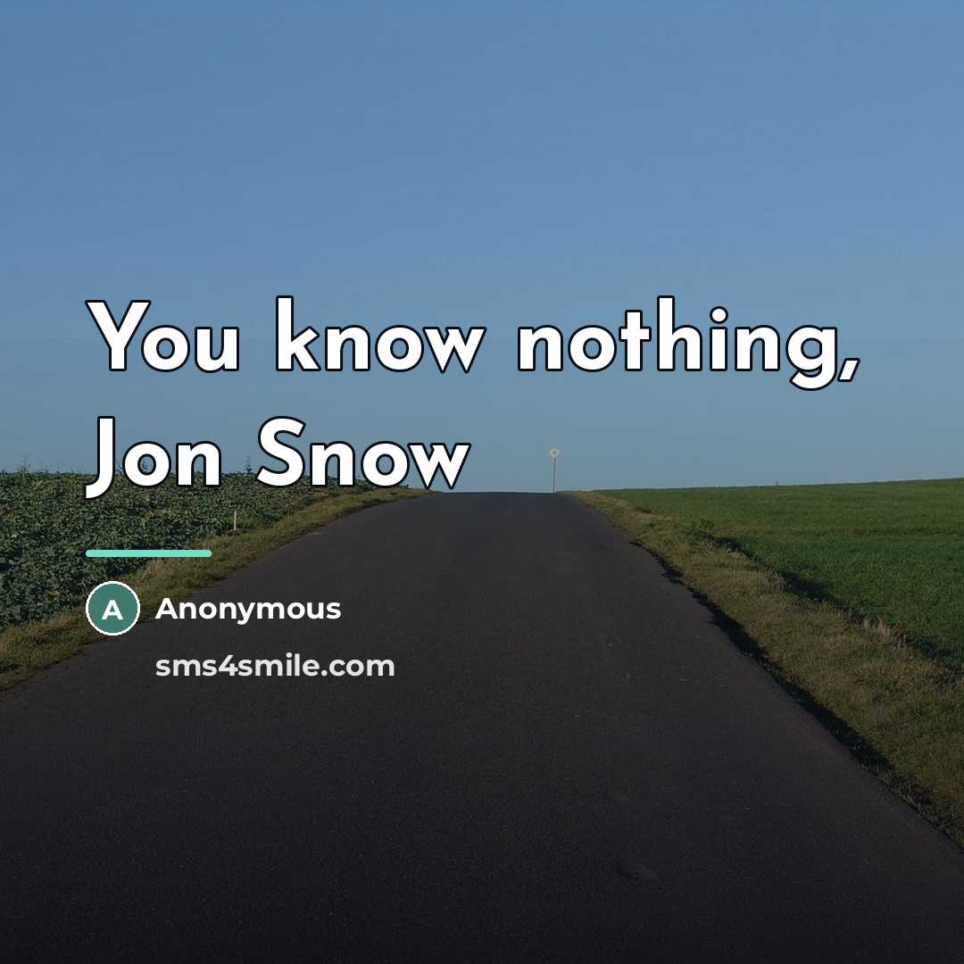 “You know nothing, Jon Snow…” quote by Anonymous