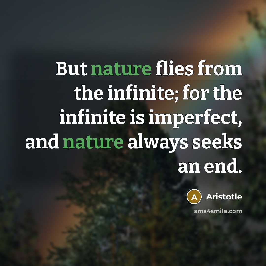 “But nature flies from the infinite; for the infinite is…” quote by Aristotle