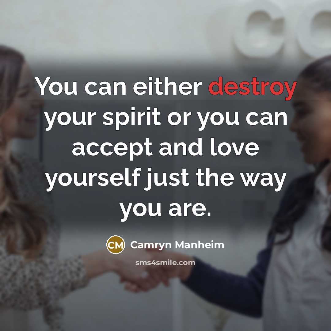 “You can either destroy your spirit or you can accept…” quote by Camryn Manheim