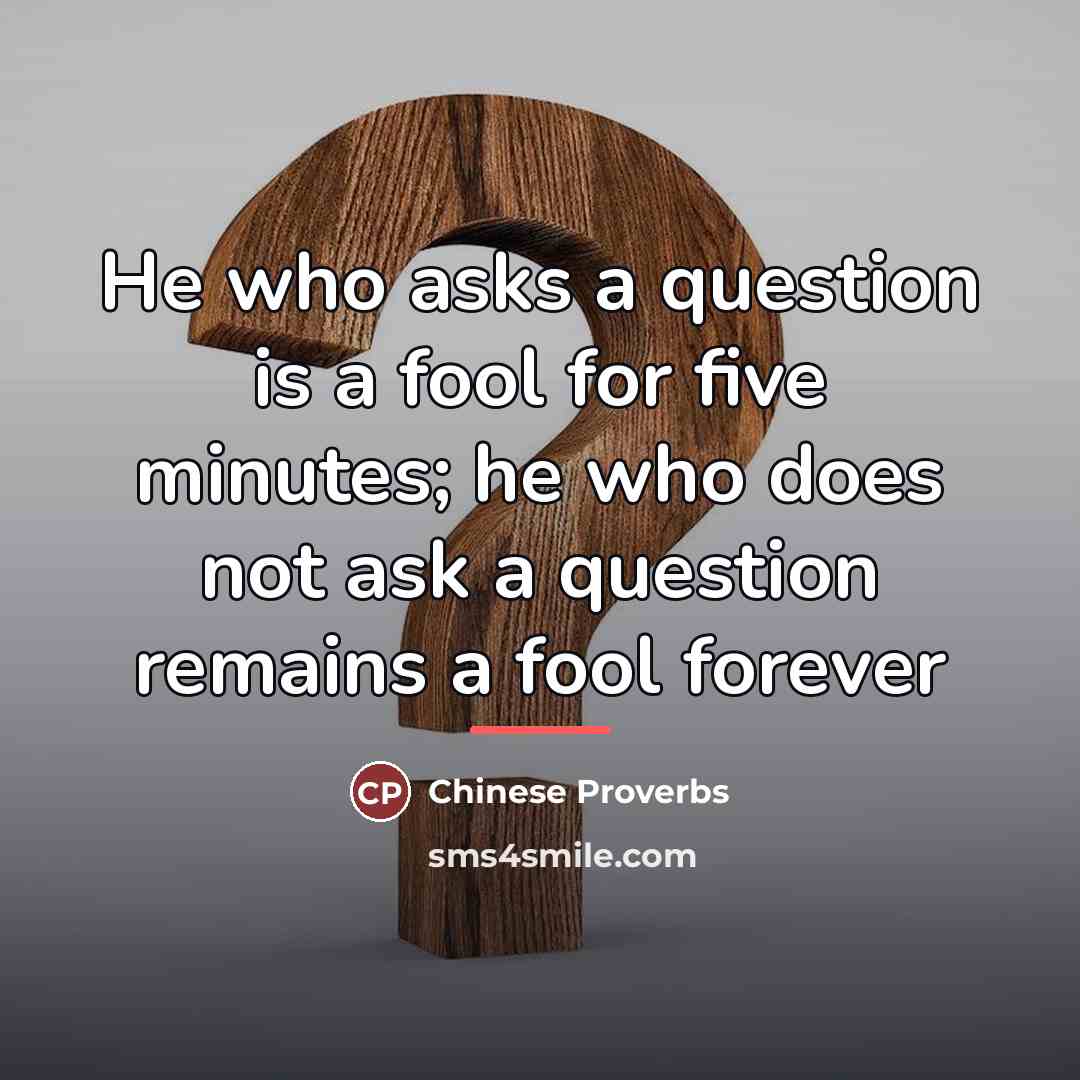 “He who asks a question is a fool for five…” quote by Chinese Proverbs