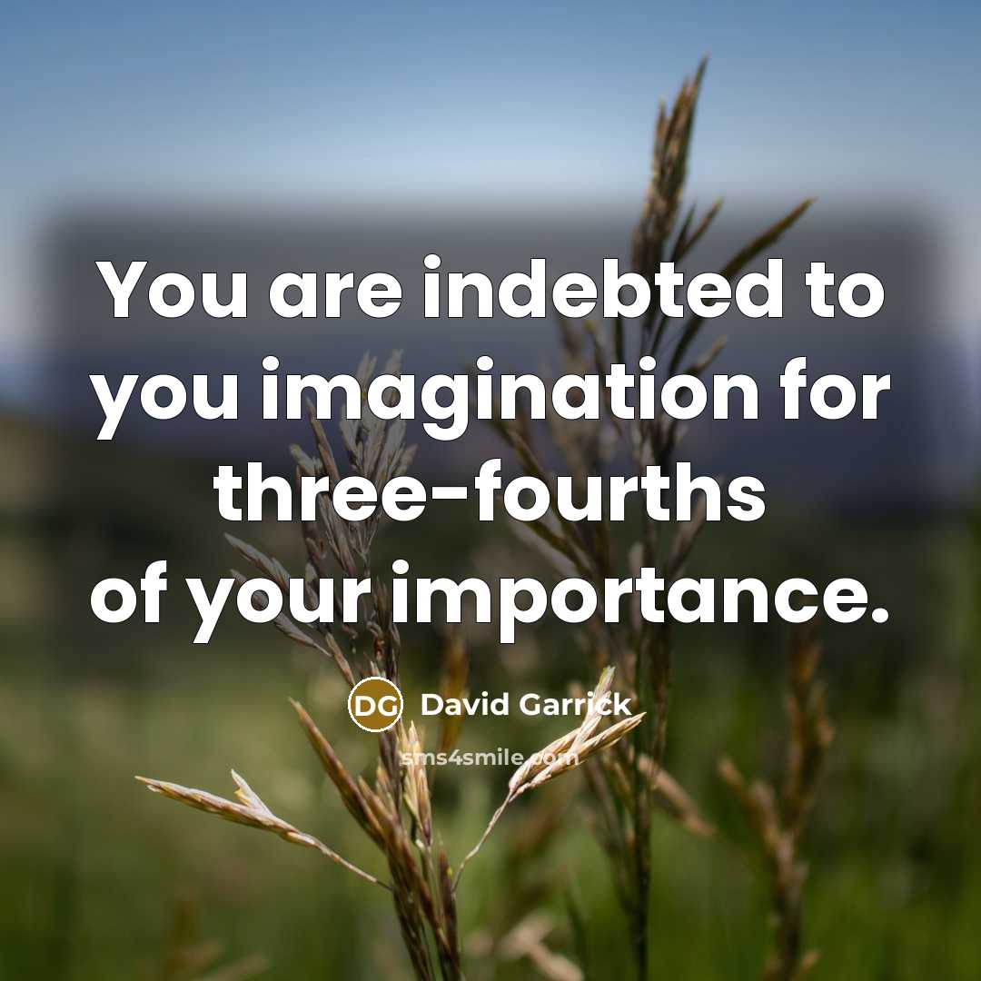 “You are indebted to you imagination for three-fourths of your…” quote by David Garrick