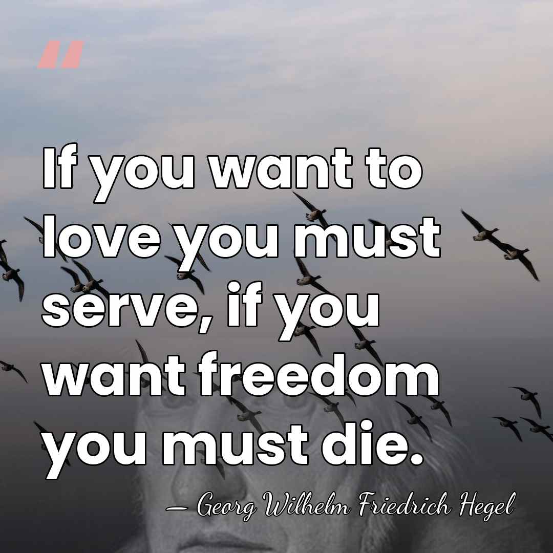 If you want to love you must serve, if you want freedom&hellip; - Georg Wilhelm Friedrich Hegel
