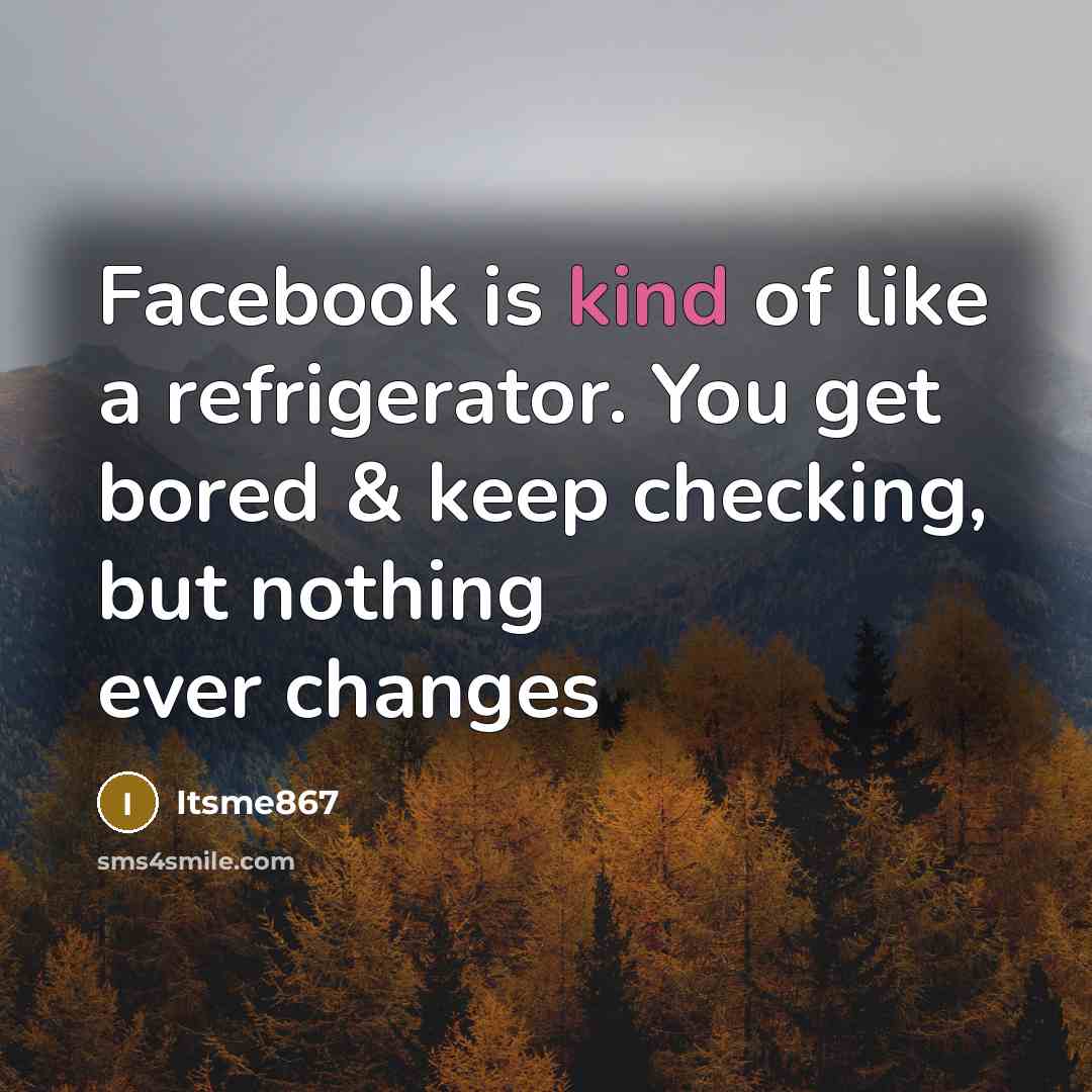 “Facebook is kind of like a refrigerator. You get bored & keep checking, but nothing ever changes” quote by Itsme867