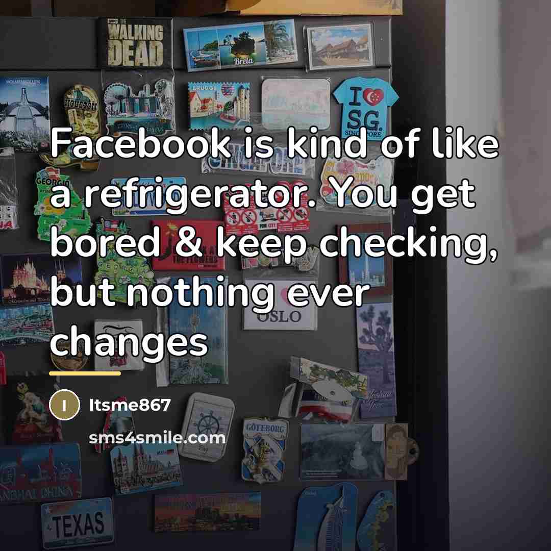 “Facebook is kind of like a refrigerator. You get bored…” quote by Itsme867