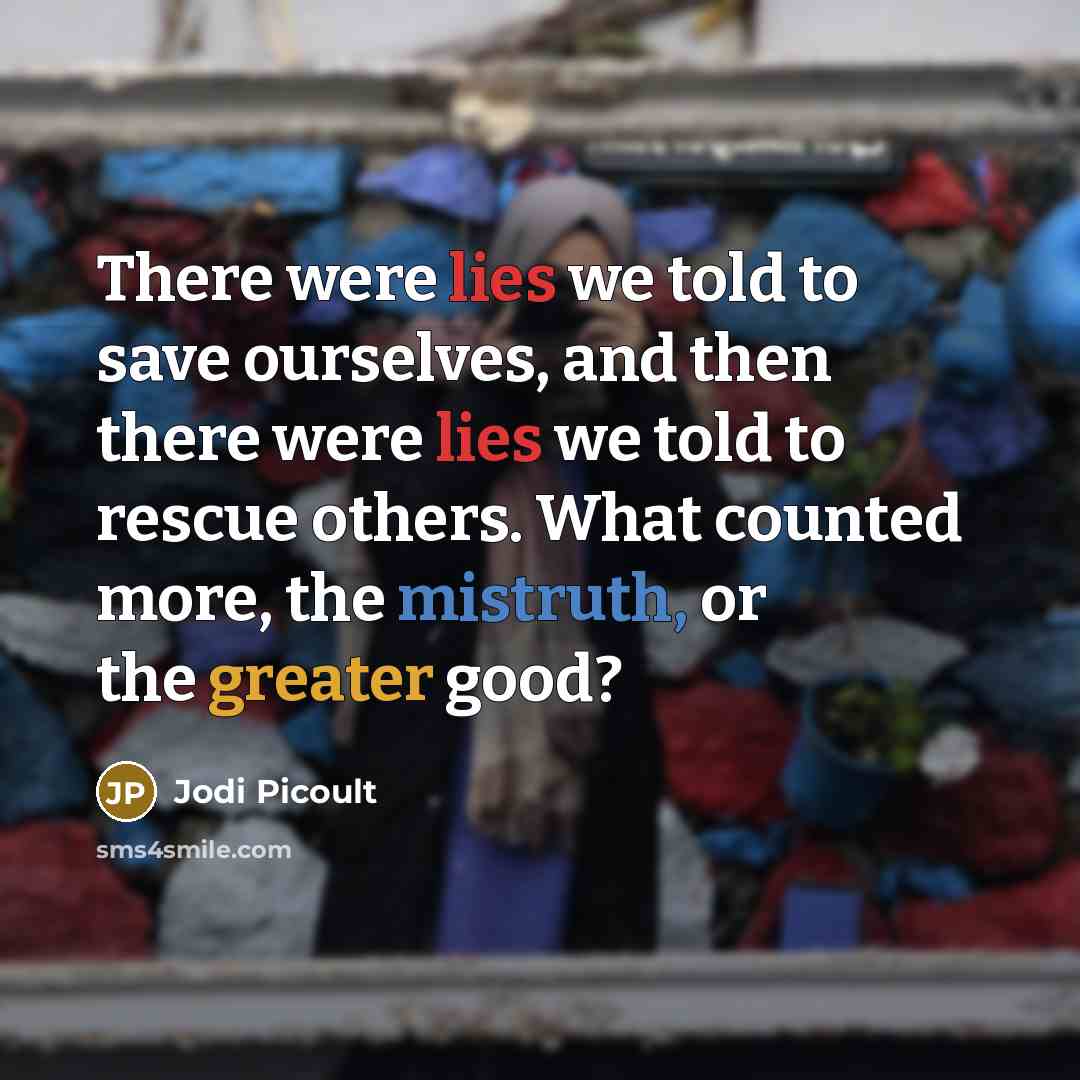 “There were lies we told to save ourselves, and then…” quote by Jodi Picoult