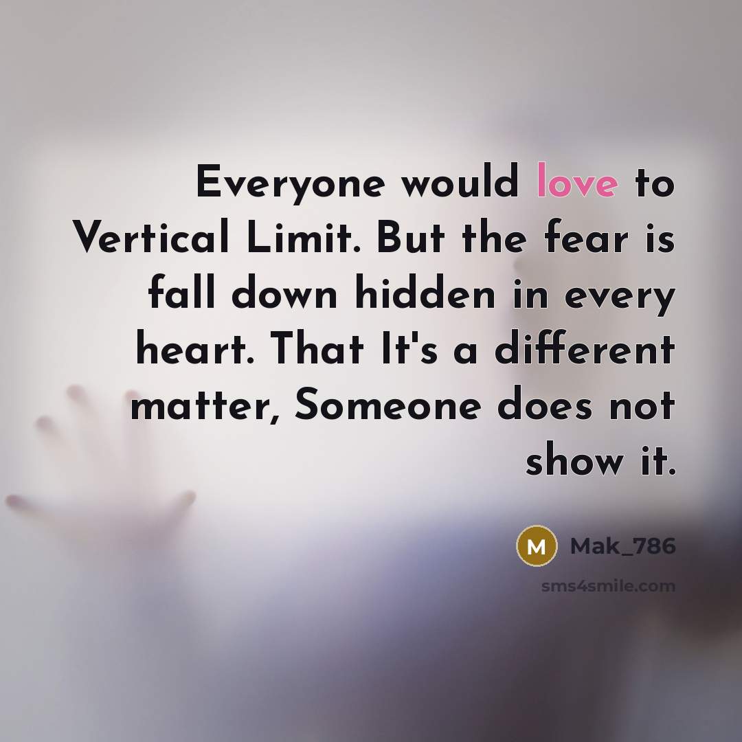 “Everyone would love to Vertical Limit. But the fear is…” quote by Mak_786