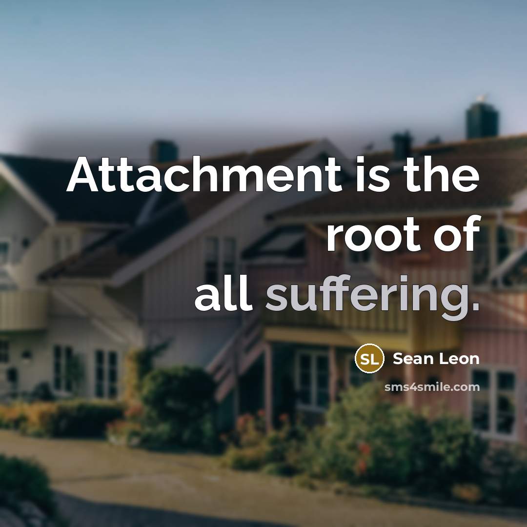 “Attachment is the root of all suffering.…” quote by Sean Leon