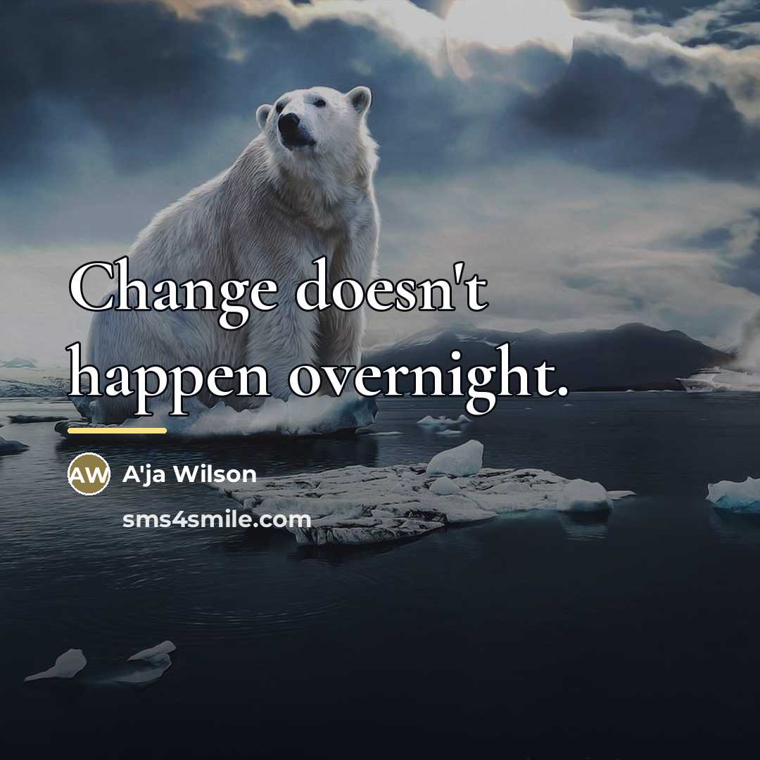 “Change doesn't happen overnight.…” quote by A'ja Wilson