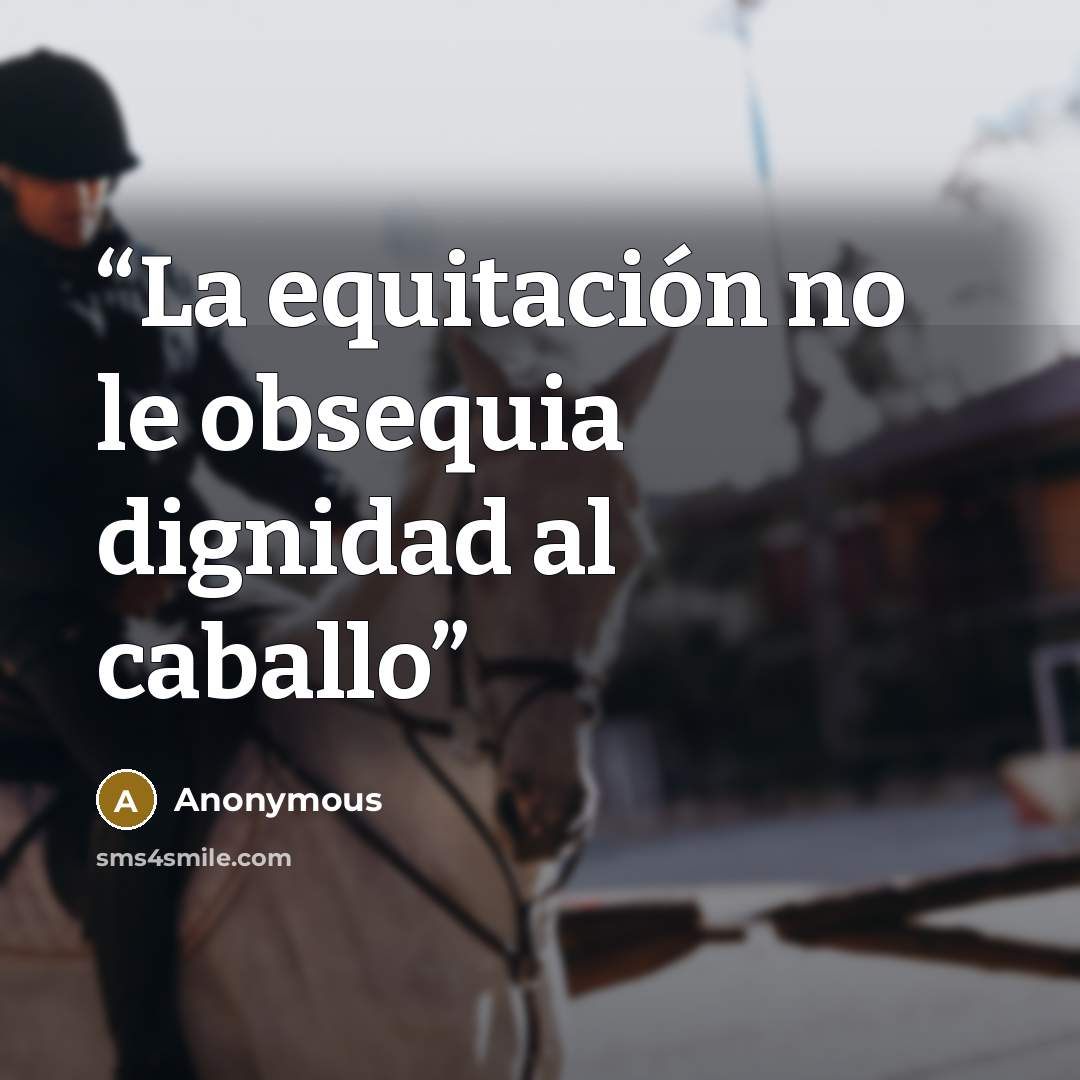 “La equitación no le obsequia dignidad al caballo” quote by Anonymous