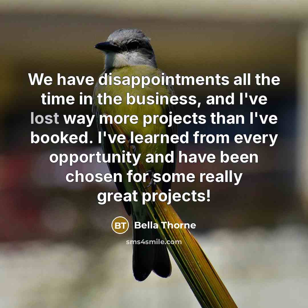 “We have disappointments all the time in the business, and…” quote by Bella Thorne