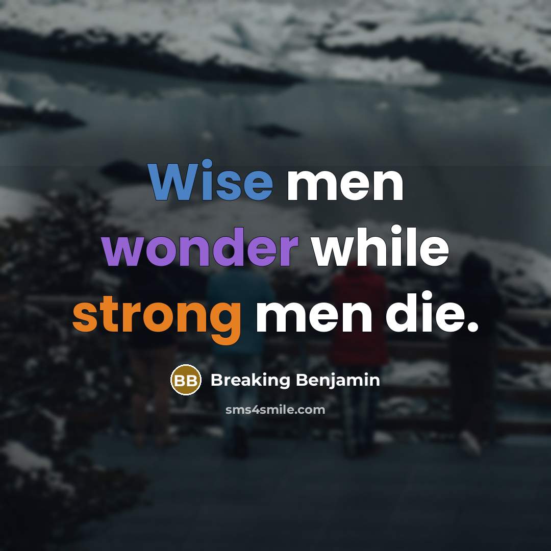 “Wise men wonder while strong men die.” quote by Breaking Benjamin