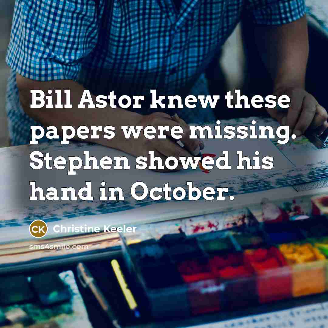 “Bill Astor knew these papers were missing. Stephen showed his…” quote by Christine Keeler