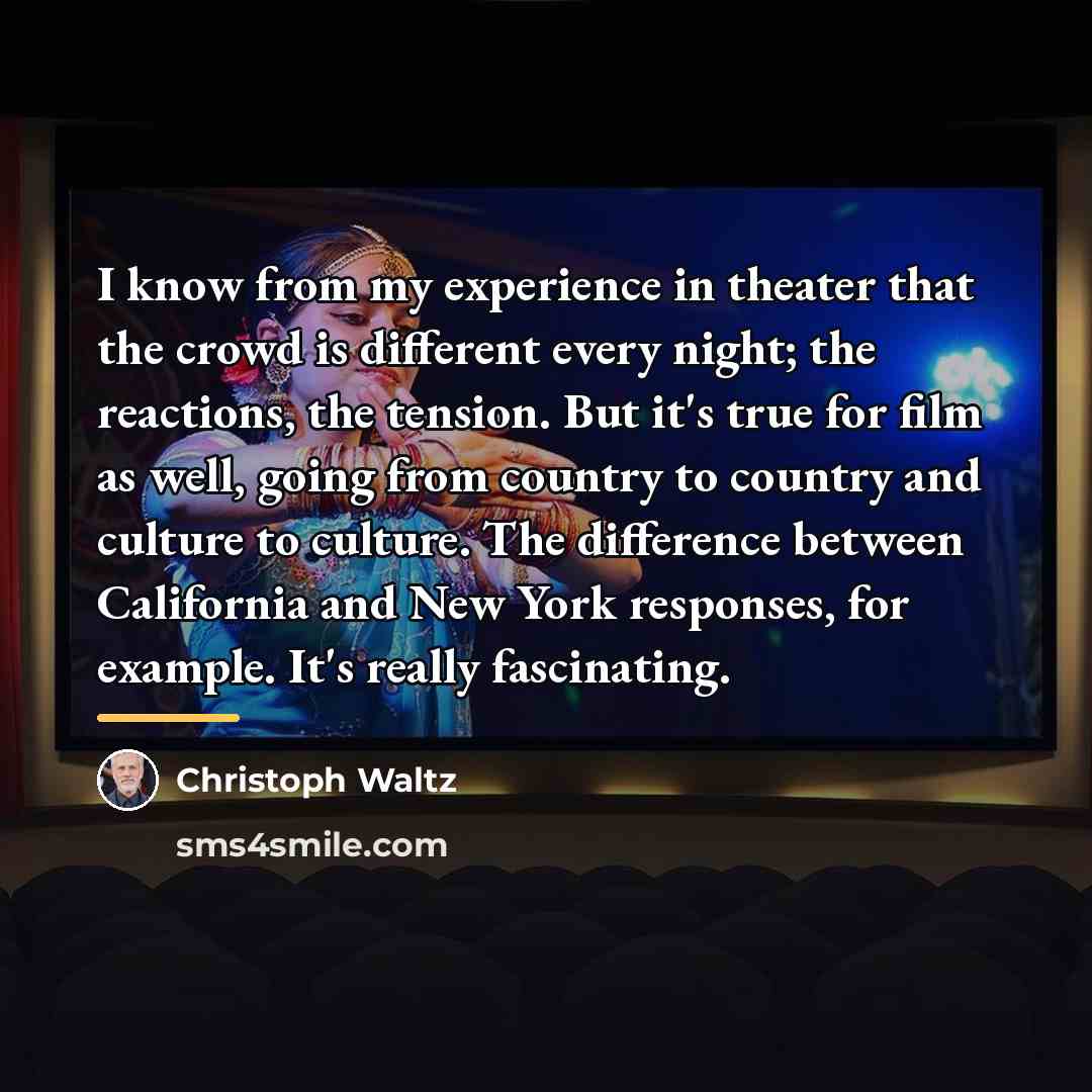 “I know from my experience in theater that the crowd…” quote by Christoph Waltz