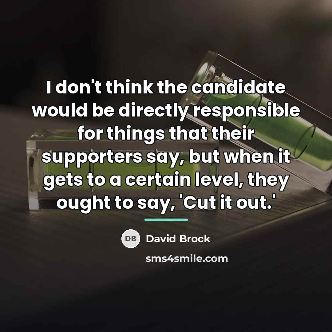 “I don't think the candidate would be directly responsible for…” quote by David Brock