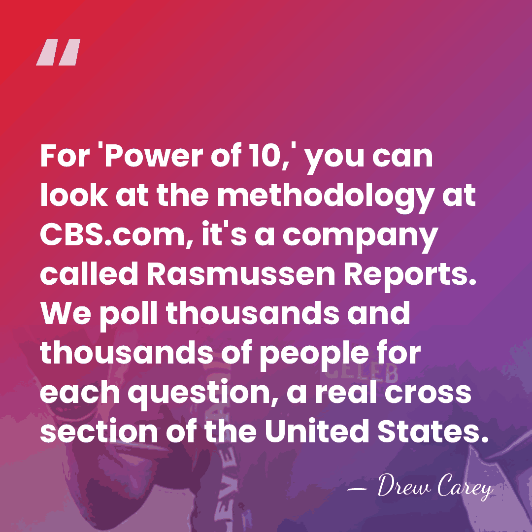 For 'Power of 10,' you can look at the methodology at CBS.com,&hellip; - Drew Carey