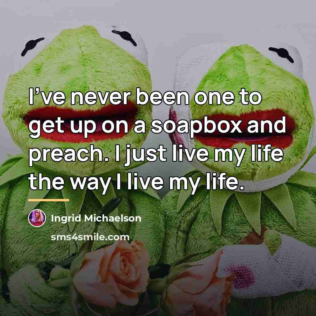 “I've never been one to get up on a soapbox…” quote by Ingrid Michaelson
