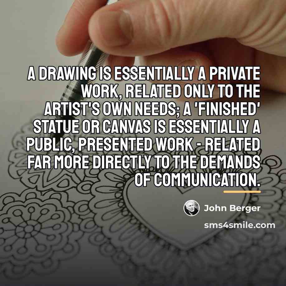 “A drawing is essentially a private work, related only to…” quote by John Berger