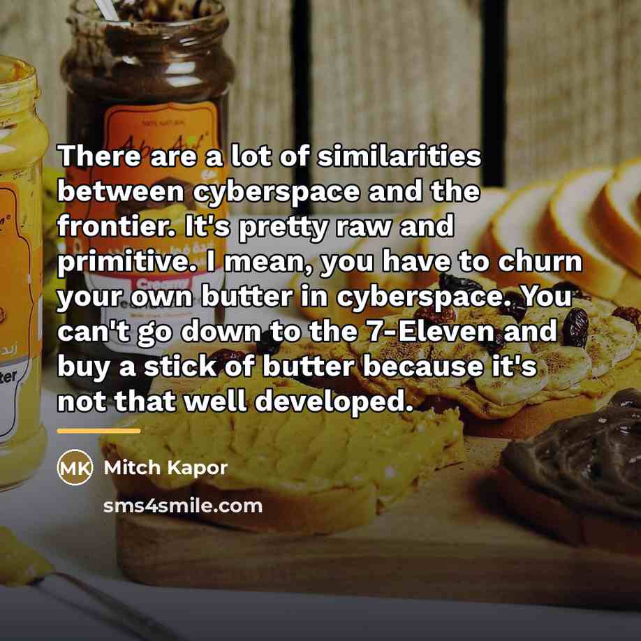 “There are a lot of similarities between cyberspace and the…” quote by Mitch Kapor