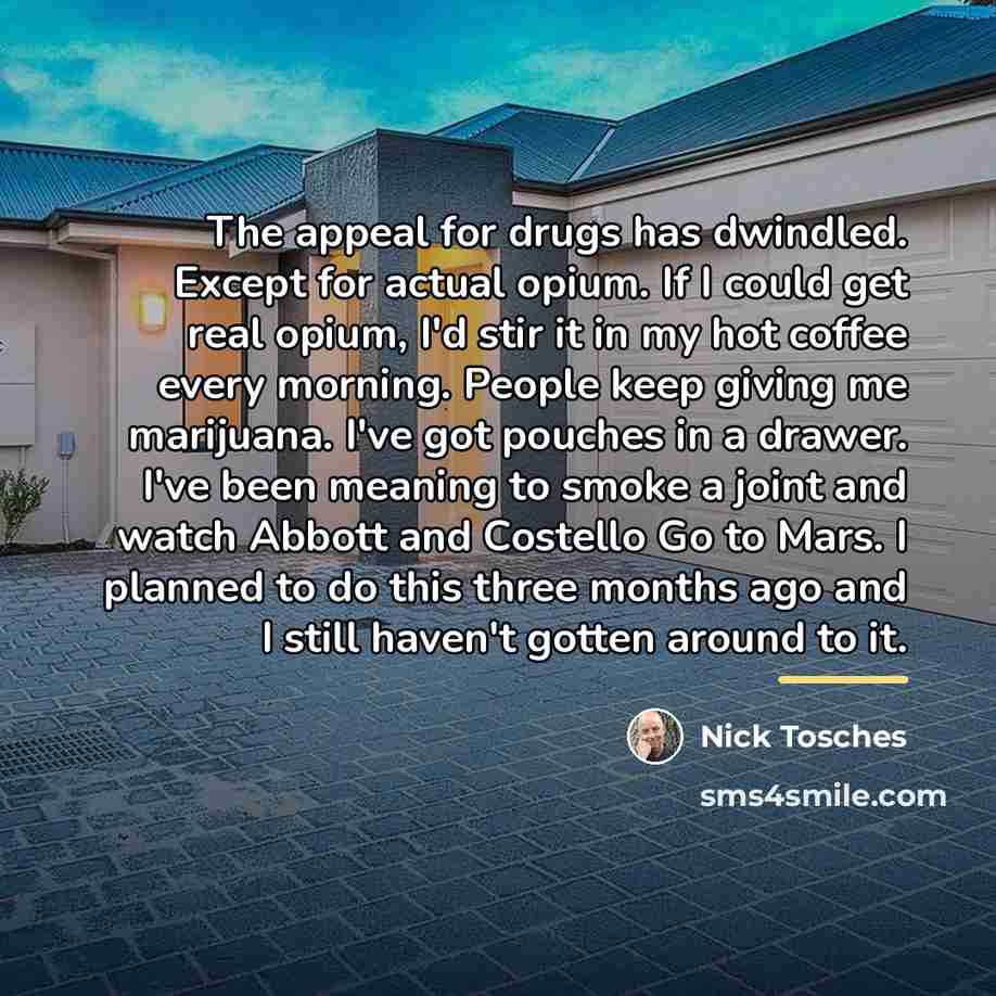 “The appeal for drugs has dwindled. Except for actual opium.…” quote by Nick Tosches