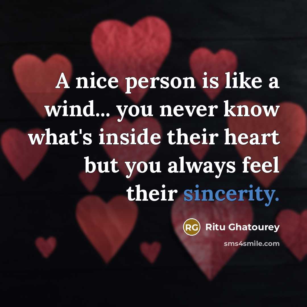 “A nice person is like a wind... you never know…” quote by Ritu Ghatourey