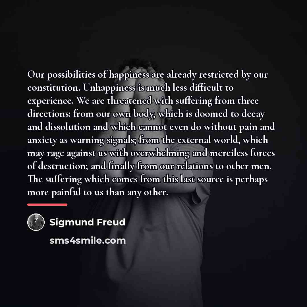 “Our possibilities of happiness are already restricted by our constitution.…” quote by Sigmund Freud