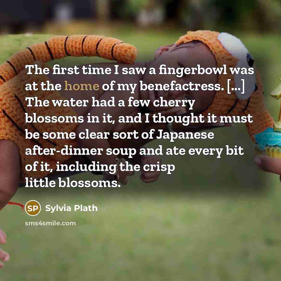 “The first time I saw a fingerbowl was at the…” quote by Sylvia Plath