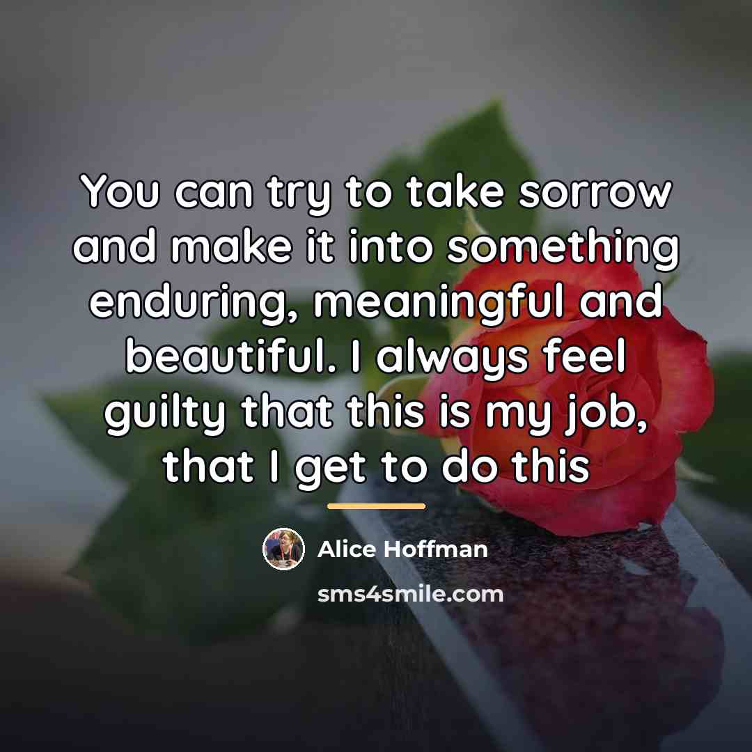 “You can try to take sorrow and make it into…” quote by Alice Hoffman