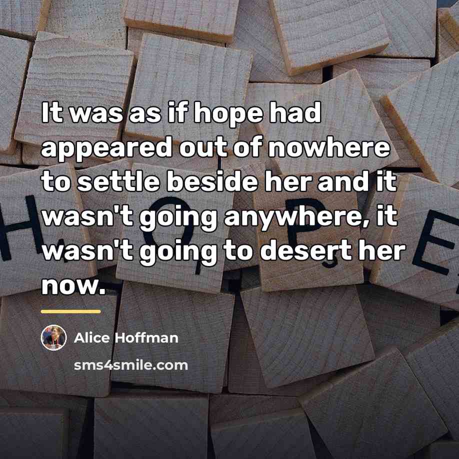 “It was as if hope had appeared out of nowhere…” quote by Alice Hoffman
