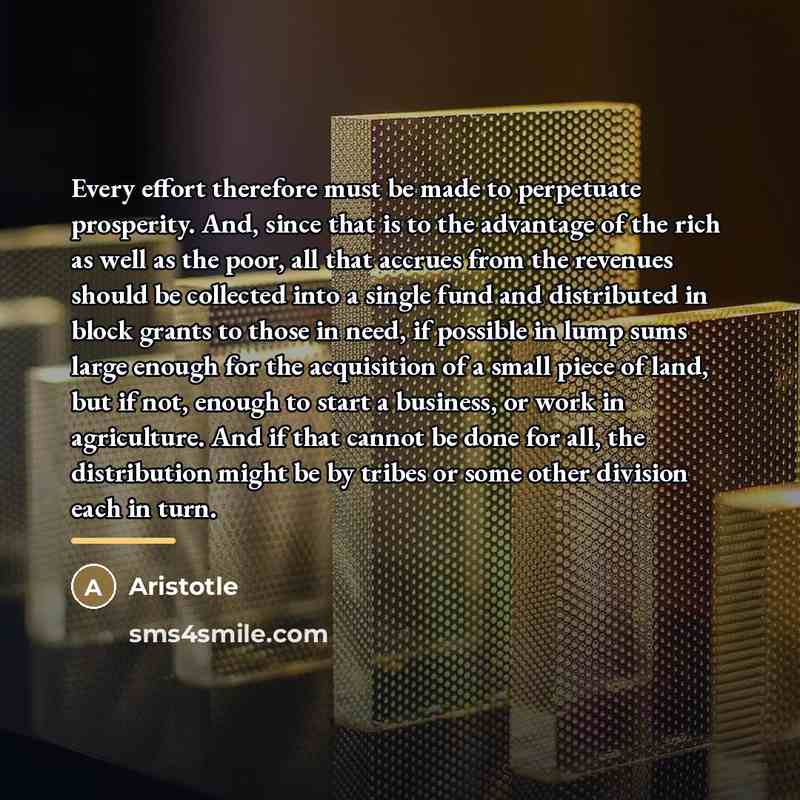 “Every effort therefore must be made to perpetuate prosperity. And,…” quote by Aristotle