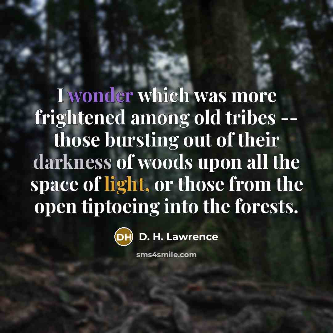“I wonder which was more frightened among old tribes --…” quote by D. H. Lawrence