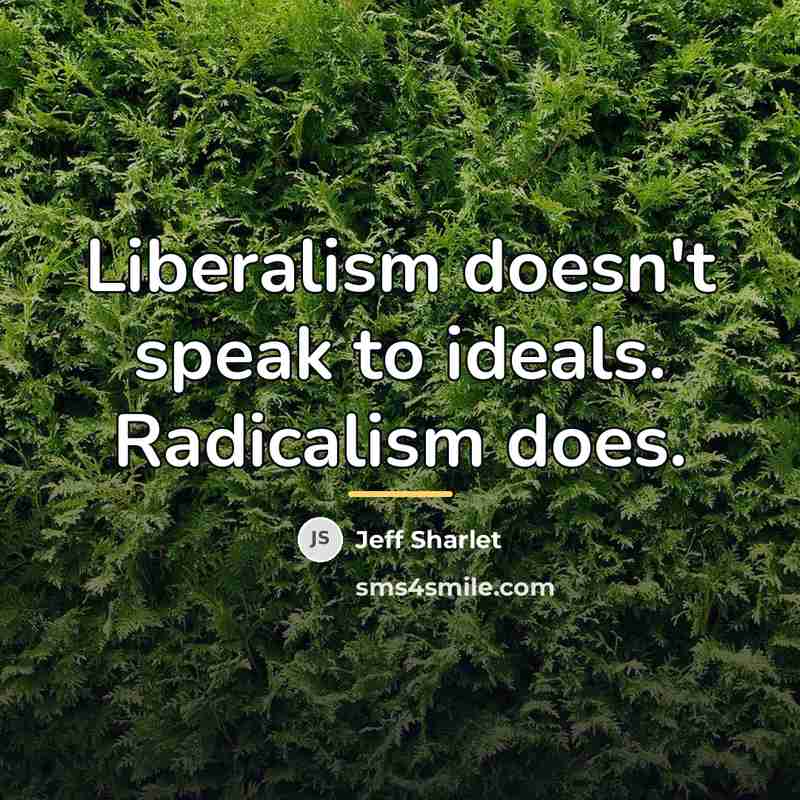 “Liberalism doesn't speak to ideals. Radicalism does.…” quote by Jeff Sharlet