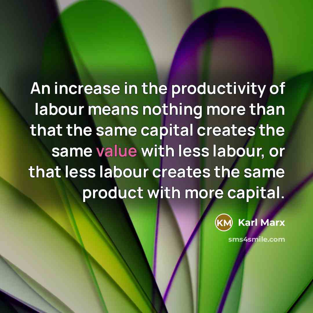 “An increase in the productivity of labour means nothing more…” quote by Karl Marx