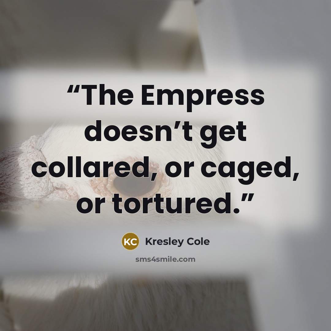 “The Empress doesn’t get collared, or caged, or tortured.” quote by Kresley Cole