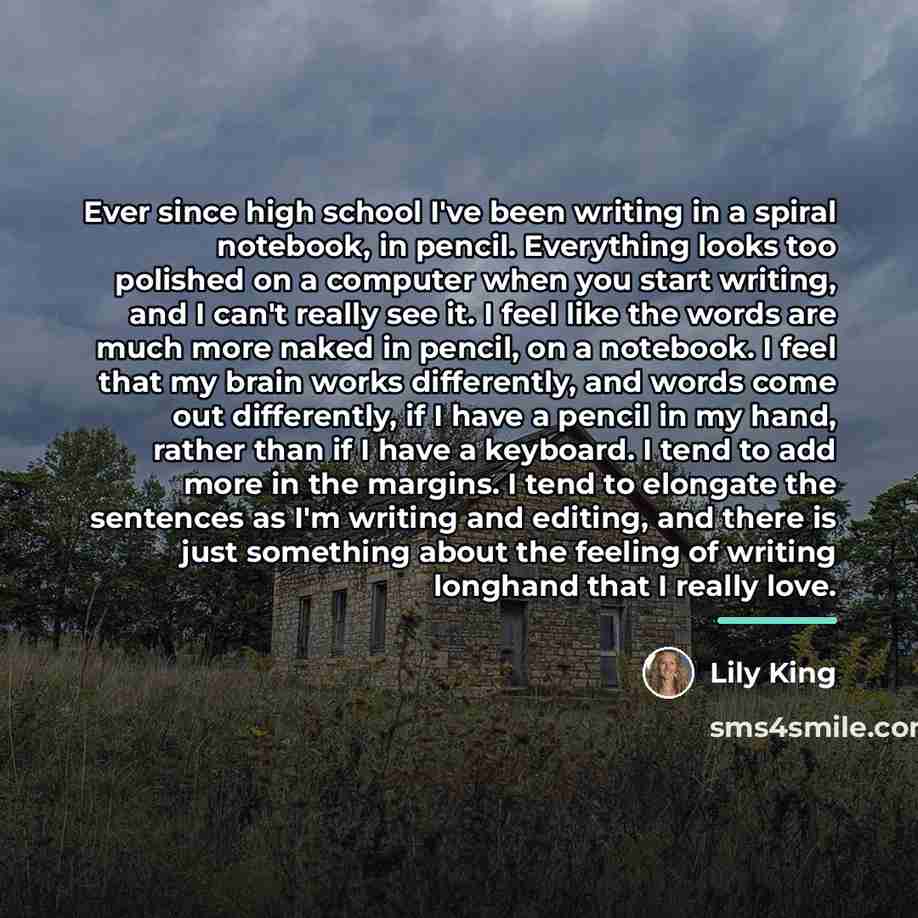 “Ever since high school I've been writing in a spiral…” quote by Lily King
