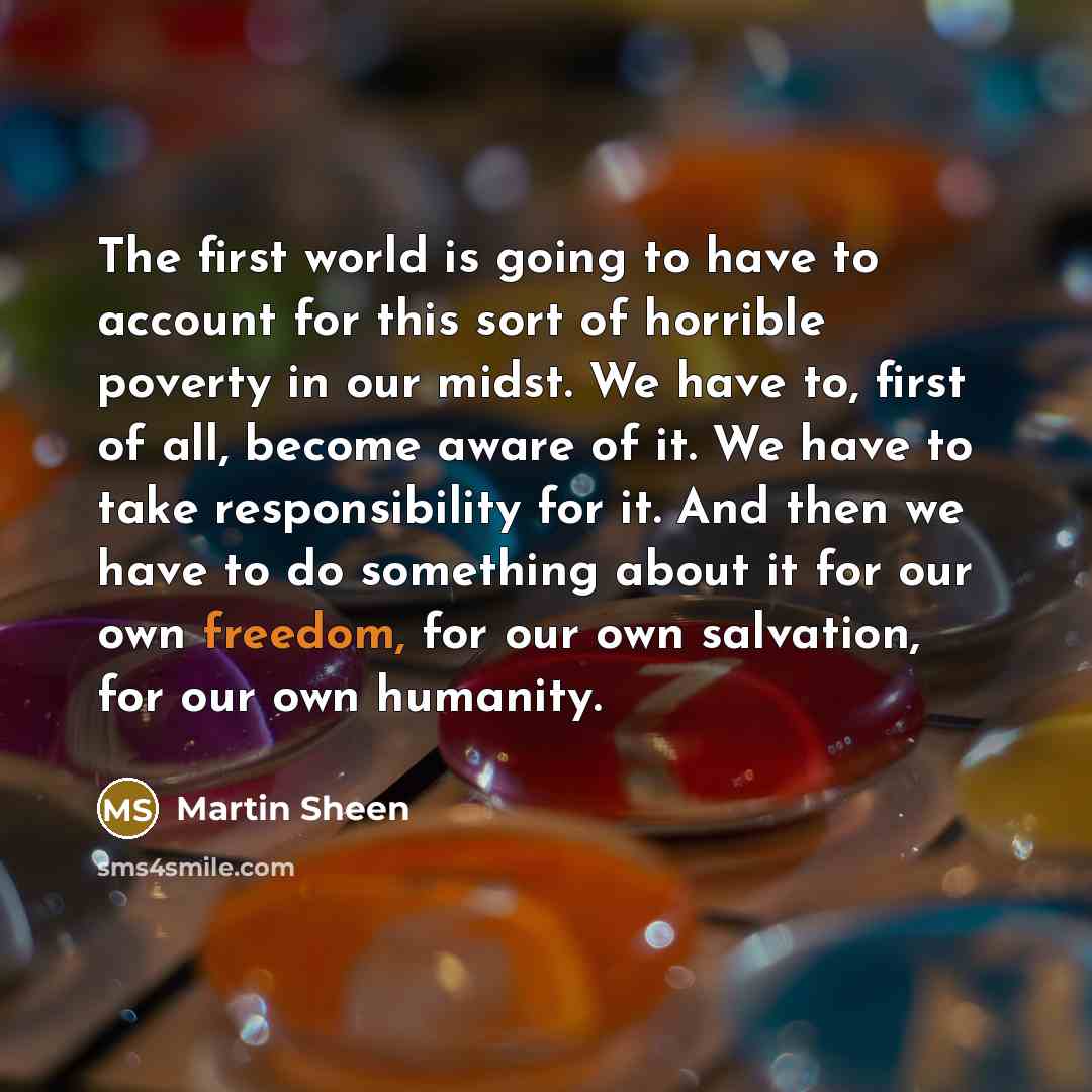 “The first world is going to have to account for…” quote by Martin Sheen