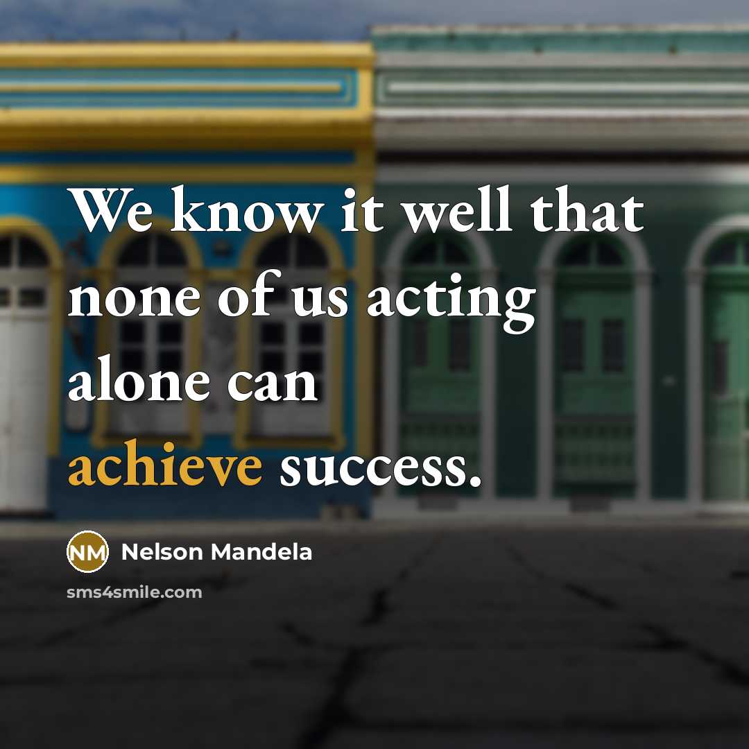 “We know it well that none of us acting alone…” quote by Nelson Mandela