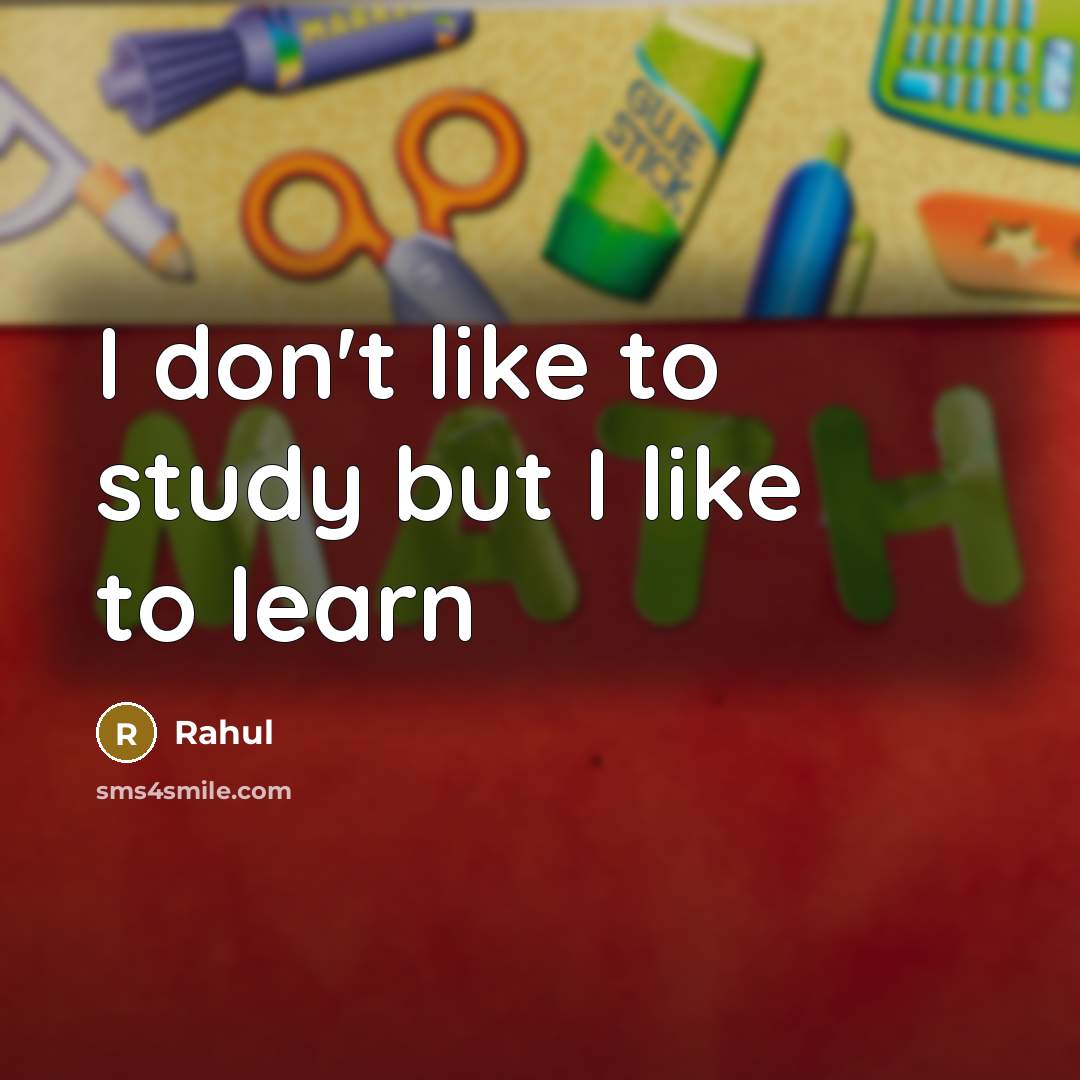 “I don't like to study but I like to learn…” quote by Rahul