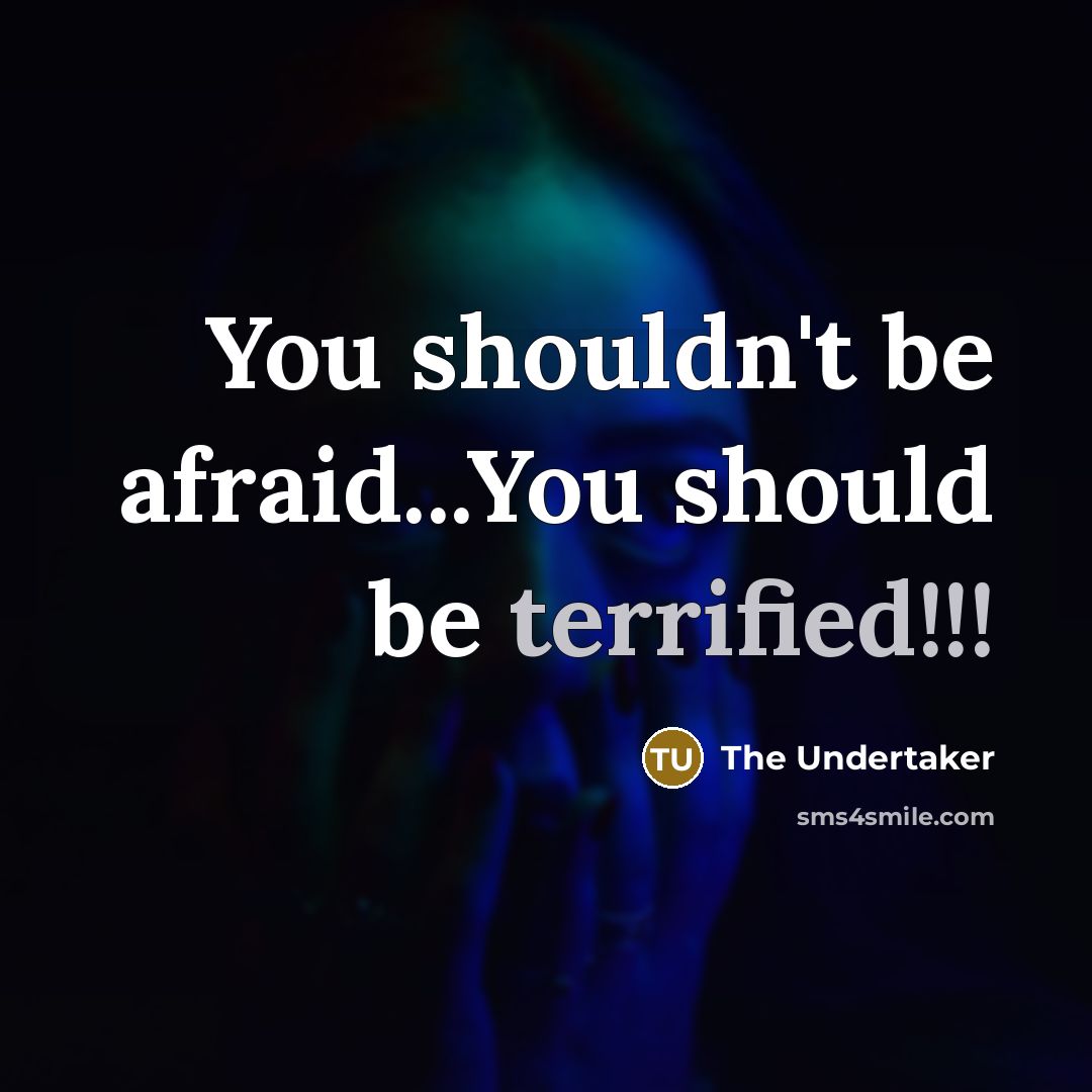 “You shouldn't be afraid...You should be terrified!!!” quote by The Undertaker