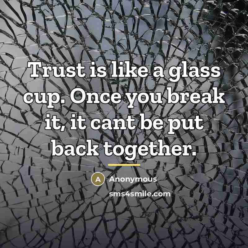 “Trust is like a glass cup. Once you break it,…” quote by Anonymous