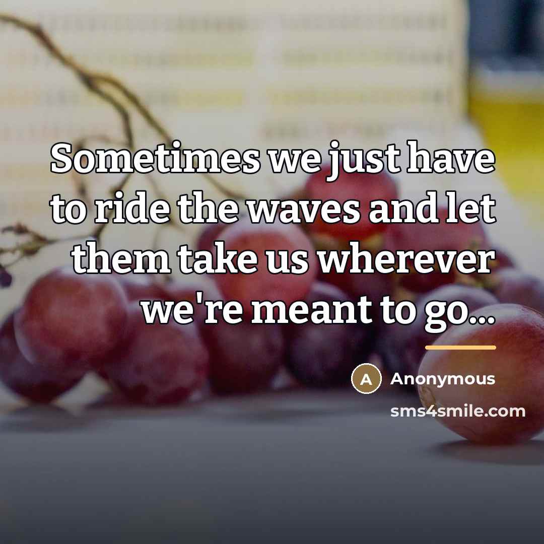 “Sometimes we just have to ride the waves and let…” quote by Anonymous
