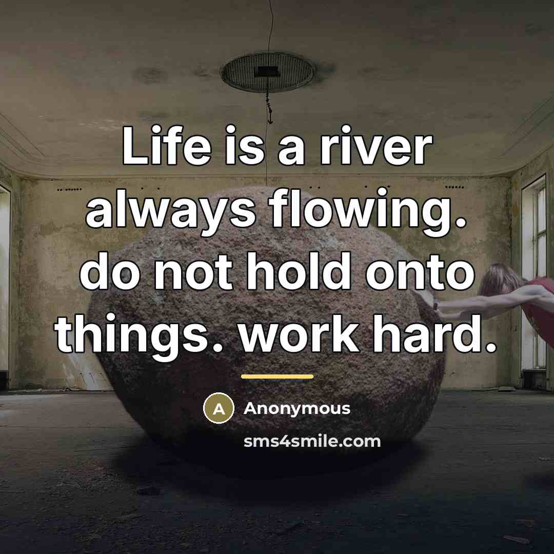 “Life is a river always flowing. do not hold onto…” quote by Anonymous
