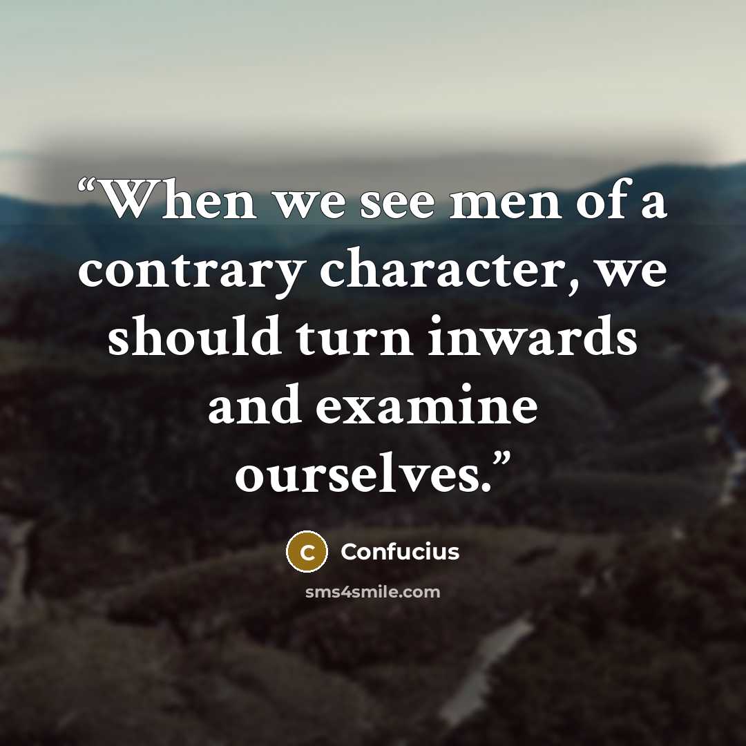 “When we see men of a contrary character, we should turn inwards and examine ourselves.” quote by Confucius