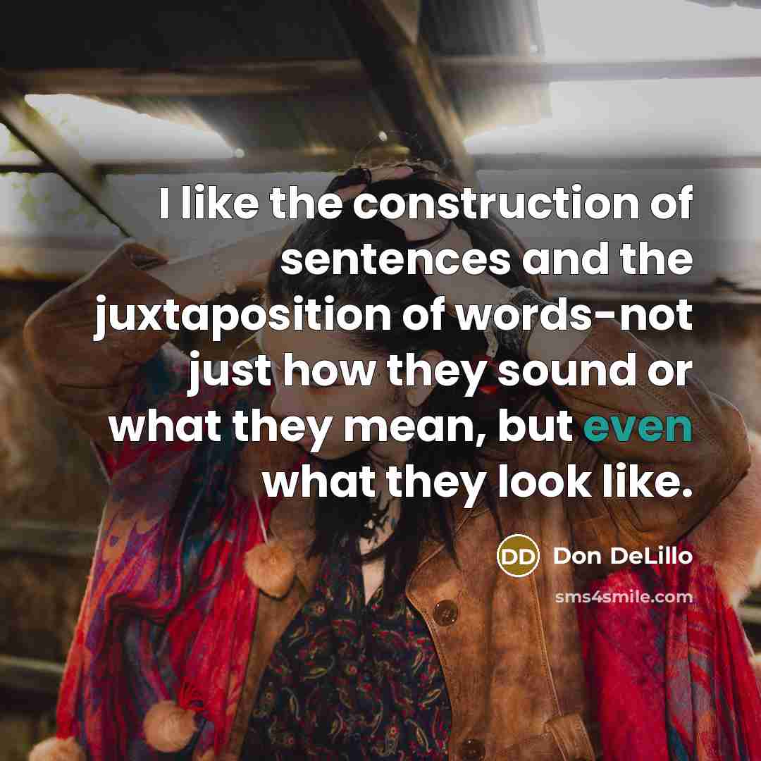 “I like the construction of sentences and the juxtaposition of…” quote by Don DeLillo