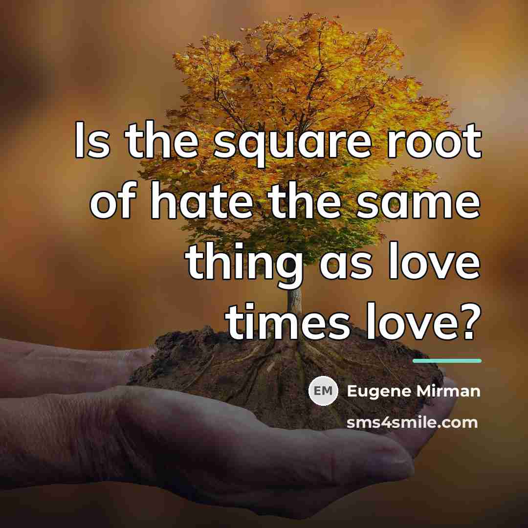 “Is the square root of hate the same thing as…” quote by Eugene Mirman