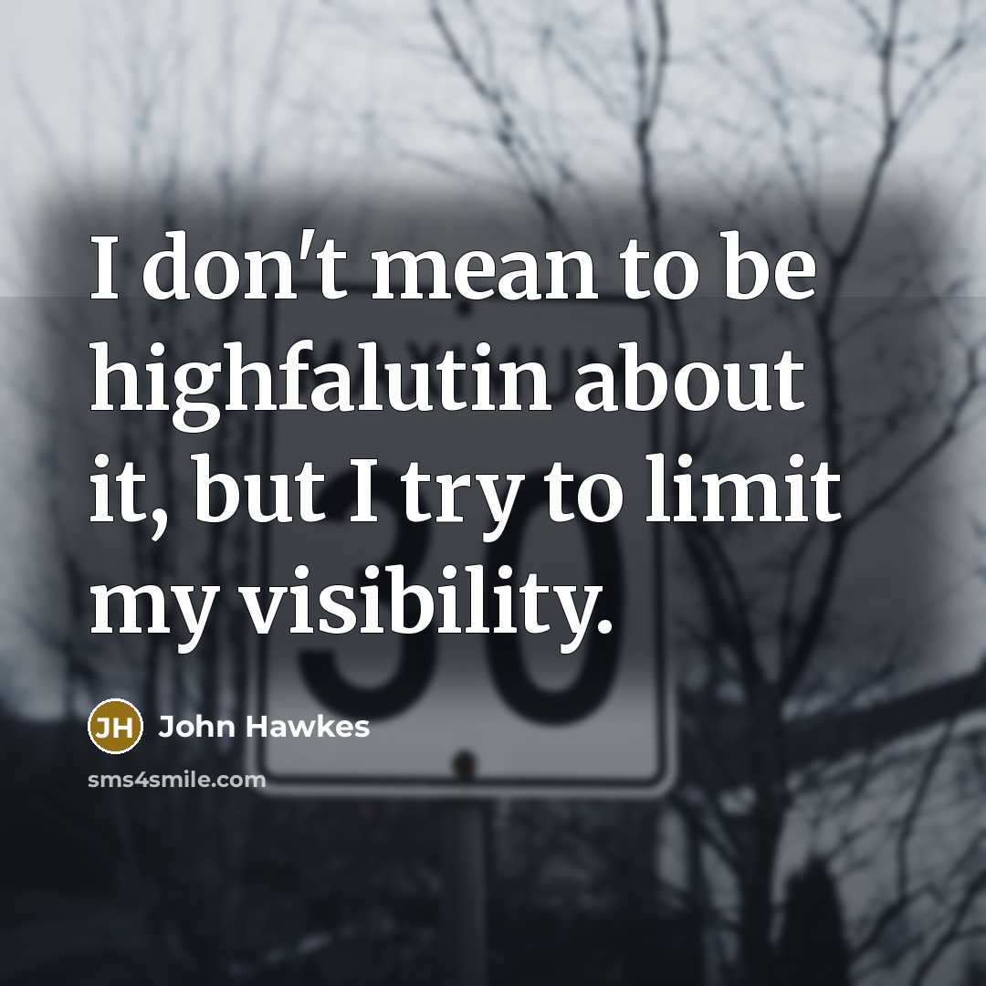 “I don't mean to be highfalutin about it, but I…” quote by John Hawkes